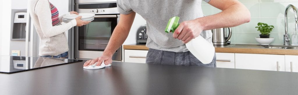 Cleaning the kitchen countertop